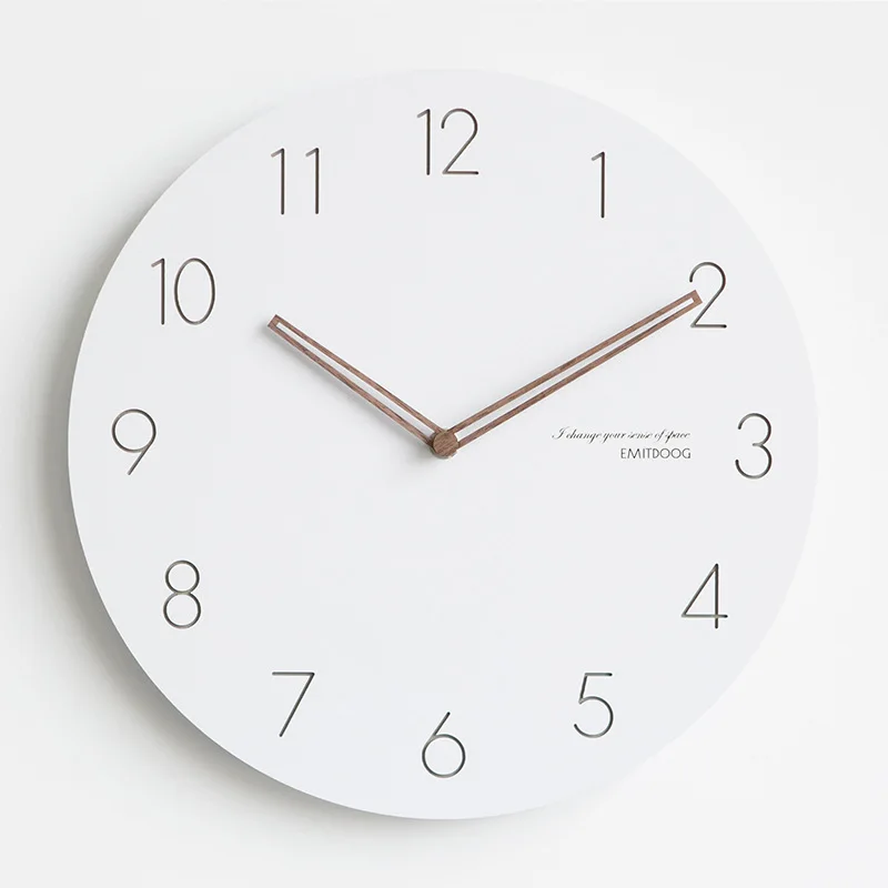 Modern Nordic Wood Wall Clock Minimalist White Hanging Clock Mute Clock ...