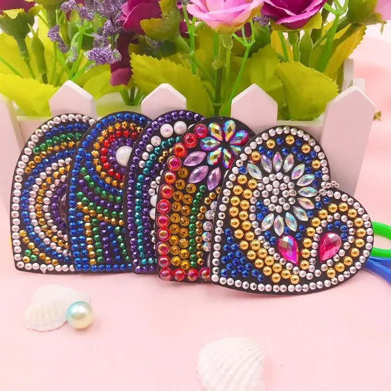 DIY Full 5D Diamond Keychain 1-6 PCS Special Shaped Diamond Painting Heart Animal Car Keychain Embroidery Women Bag Key Chain