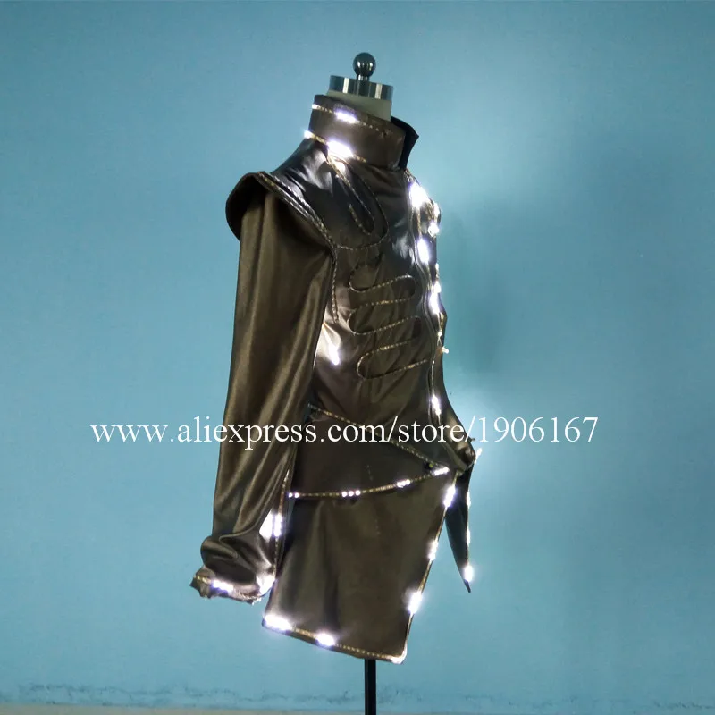 Hot Sale 5 Pcs LED Luminous Women Costume Bar KTV Nightclub Waiter's Clothes Growing Light Up DS DJ Party Waiter Uniforms Suit07