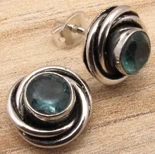 Revestimiento de plata Ronda APATITO ESPIRAL Tachona Los Pendientes NUEVO 1.2 cm NUDO Perfecto