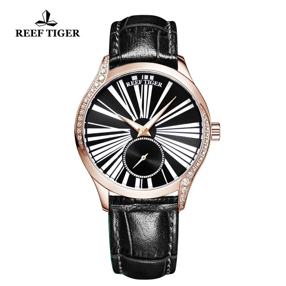 Reef Tiger/RT новые модные брендовые часы розового золота для женщин Роскошные