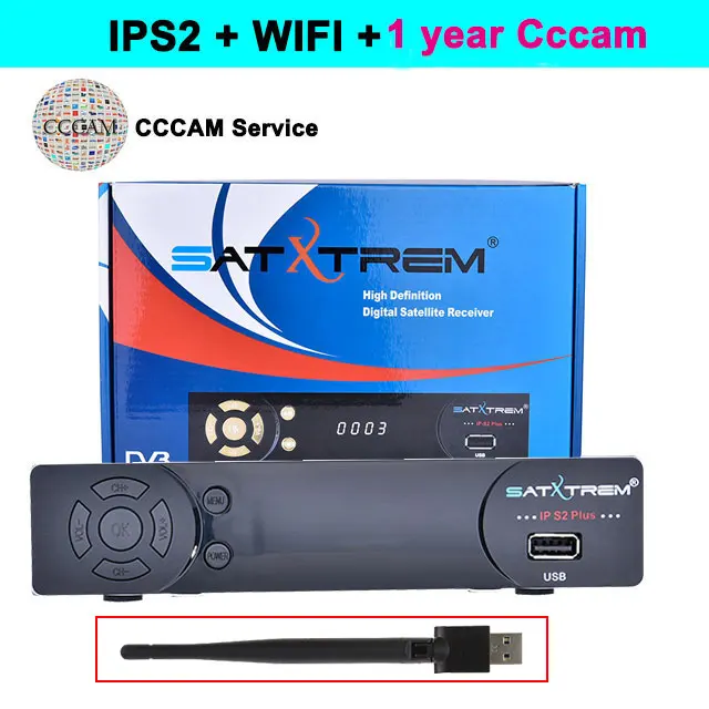 Satxtrem IPS2 Full HD 1080P DVB-S2 цифровой спутниковый ресивер Поддержка 2900+ Испания французская Европа IPTV подписка Cam clines - Цвет: IPS2 with wifi Cccam