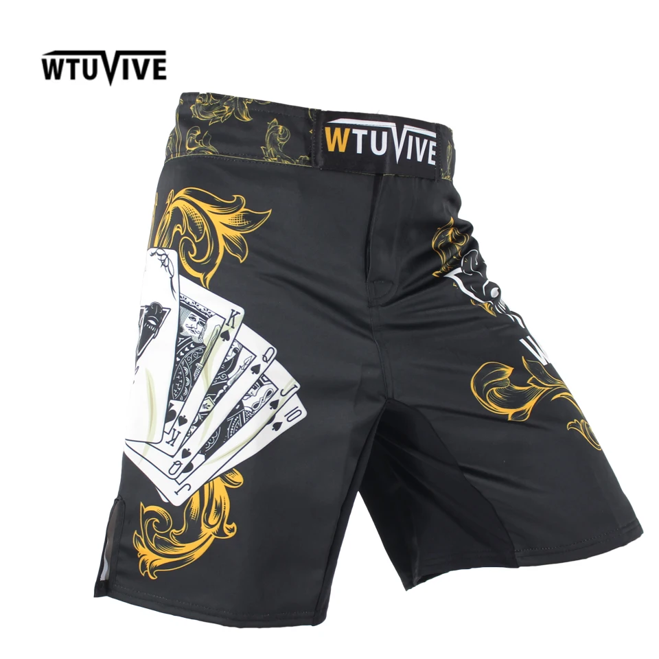 

WTUVIVE Men's Yellow Poker Warrior Boxing Fitness Breath boxing shorts Tiger muay thai boxing shorts cheap mma shorts kickboxing