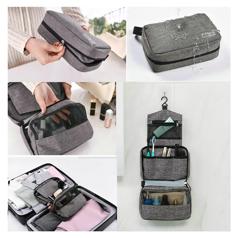 HMUNII, дорожная сумка для туалетных принадлежностей, сумка для деловых туалетных принадлежностей для мужчин, набор для бритья, водонепроницаемая компактная подвесная сумка для женщин, аксессуары для путешествий