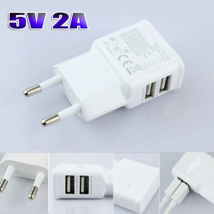 

YKSPACE high quality EU Plug Dual USB Ports 5V 2A Wall Charger Adapter Charger Travel Power for iPhone iPad for Samsung Huawei
