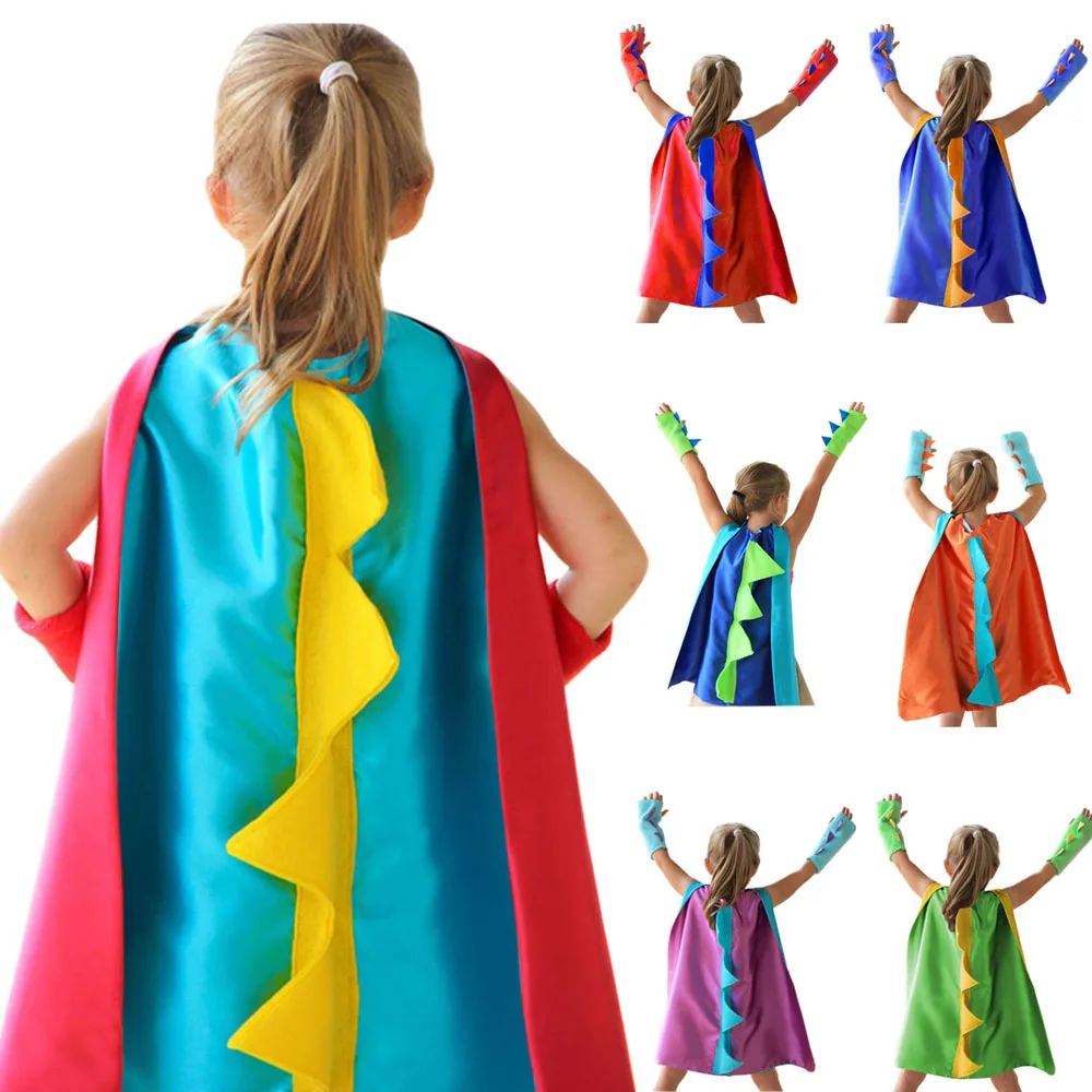 Kids Cape with Dinosaur Spikes and Gloves