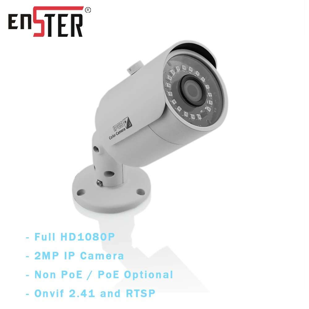 

ENSTER IP66 Weather Proof Outdoor Onvif HD 1080P IP Camera Support Motion Detection Email Alarm with Photo Snapshot PoE Optional
