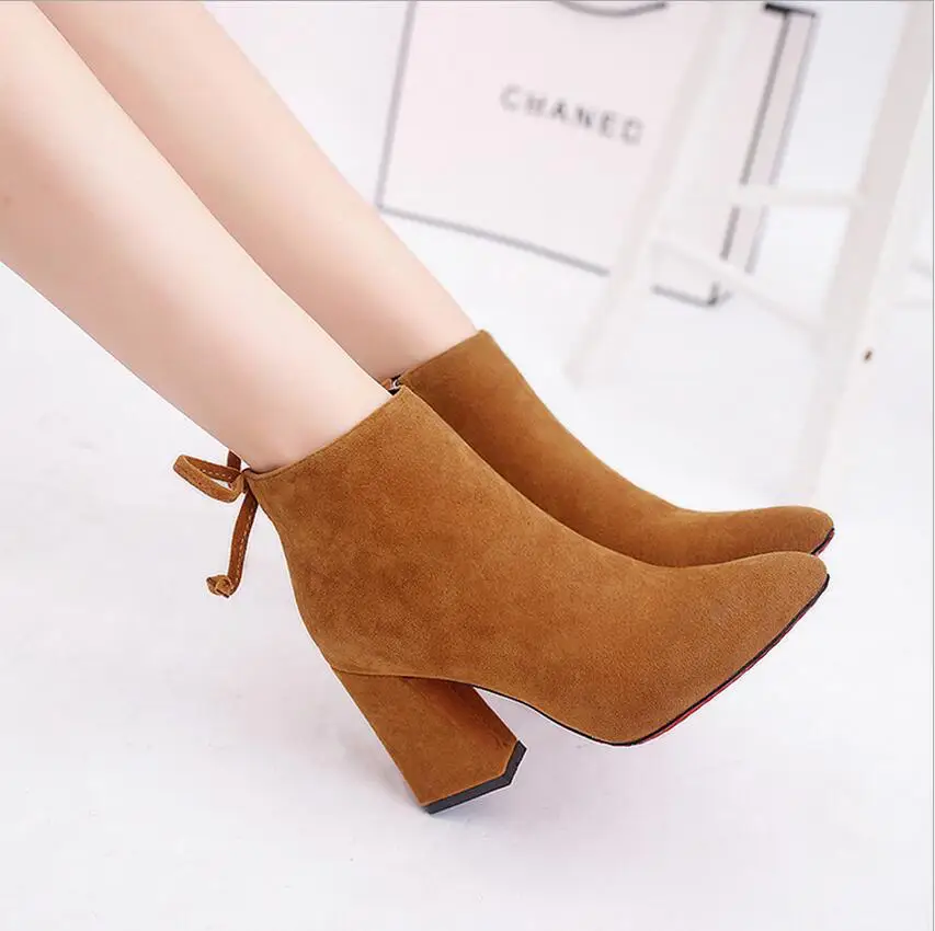 Fashion Spring Autumn Women s Boots Zip Leather Leather Suede Boots Platform Short Martin Boots Size