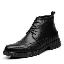 Г. Новые осенние мужские ботинки Большие размеры 38-44, винтажные мужские ботинки с перфорацией типа «броги» в студенческом стиле повседневные Модные мужские теплые ботинки на шнуровке