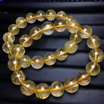 

Natural Crystal Bracelet Gold Hair Brazilian Beads AAA 10.8-10mm