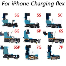 Зарядный шлейф для iPhone 5 5c 5S 6 6s 6plus 6s plus 7 зарядное устройство Порт док-станция USB разъем гибкий кабель для передачи данных разъем для наушников гибкая лента