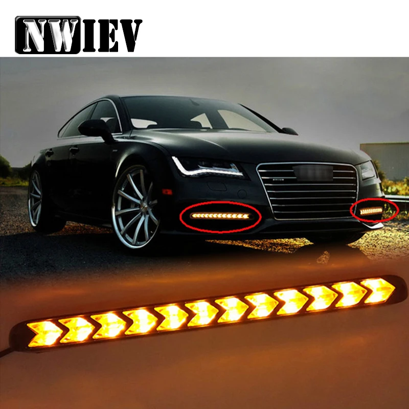 NWIEV 1 комплект Автомобильные светодиодные DRL Противотуманные фары поворотники с