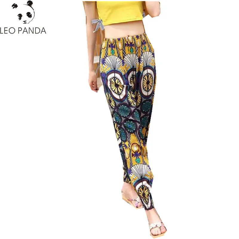 

2019 Summer New Ethnic Style Bohemian Thailand Lantern Pants Beach Pants Female Cotton Silk Harem Pants Casual Thin Vintage