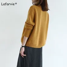 Lafarvie Thick O-Neck Knitted Cashmere Sweater Women Autumn Winter Warm Pullover Female Casual Loose Soft Red Knitwear Jumper