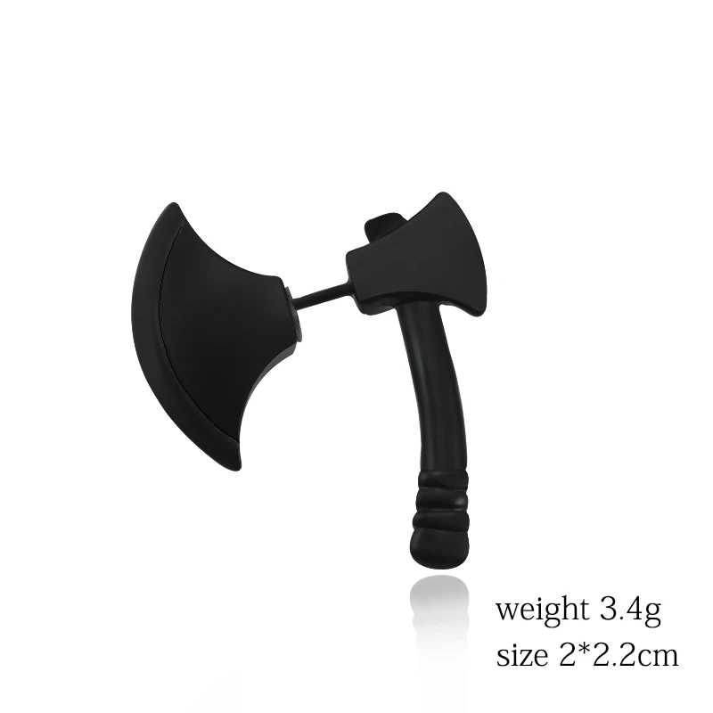 

2019 Gothic Punk Stereo Axe Stud Earrings For Women Men Hip Hop Personality Unisex Black Tools Earrings Ax Hatchet Earrings