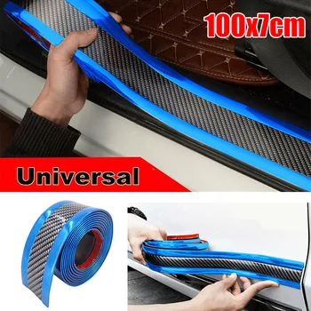 

Rear Anti-Collision Strip Replacement Truck Car Carbon Fiber Blue Side Protector Edge Door Sill 7cmx1m Practical