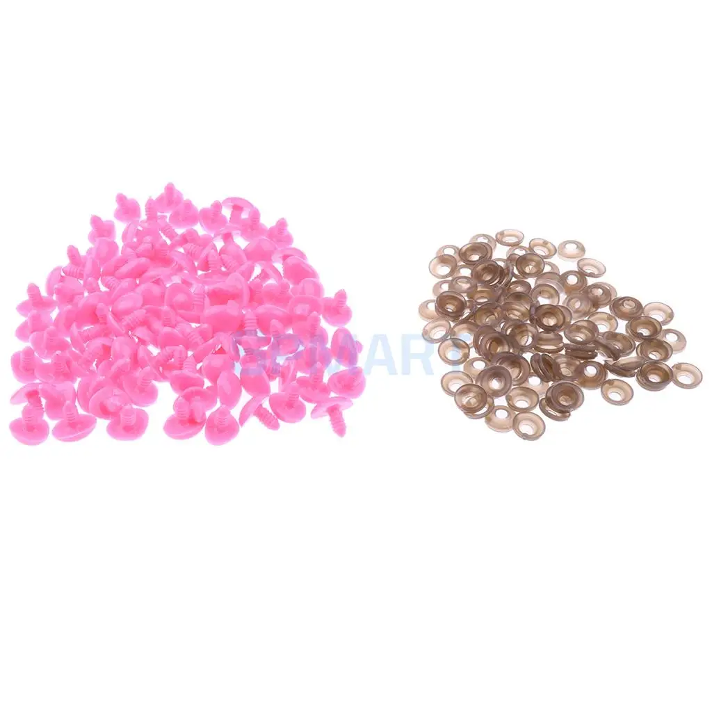 100 Pieces 14x18mm Triangle Safety Nose with BACKS for Teddy Bear Doll DIY Making Crafts - 4 colors