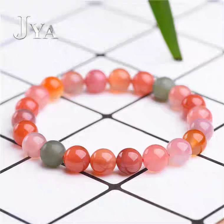 

High Quality Natural Salt Yanyuan Agate Colorful Round Beads Bracelet Crystal Stretch Bracelet AAAA 7mm 8mm 9mm 10mm 11mm 12mm