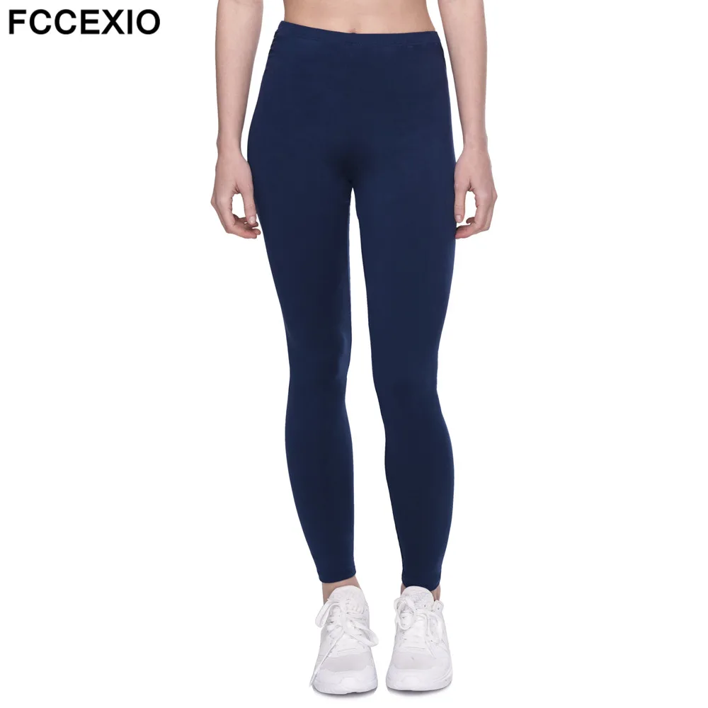 FCCEXIO 2019 Spring New Navy Blue Leggings Women Fashion High Waist ...