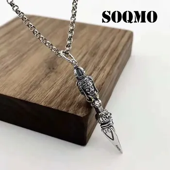 

SOQMO Women Men Pendant 100% Real 925 Sterling Silver Jewelry Buddhism Vajra Pestle Triangle Pendant fine jewelry SQM226