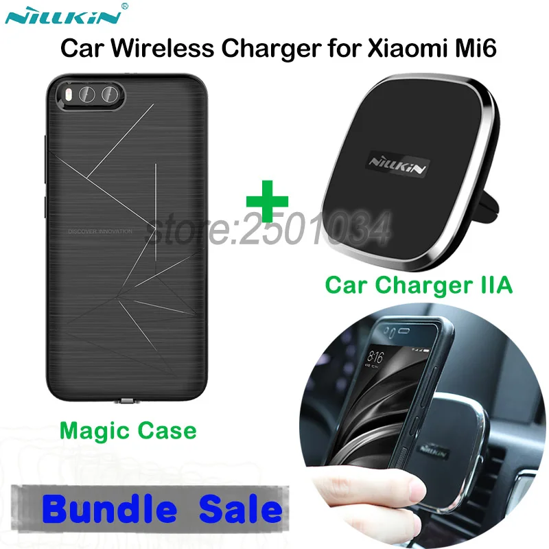 

NILLKIN Car Magnetic Wireless Charger Pad Air Vent Mount Car Charger + Wireless Charging Receiver Case for Xiaomi Mi6 Mi 6