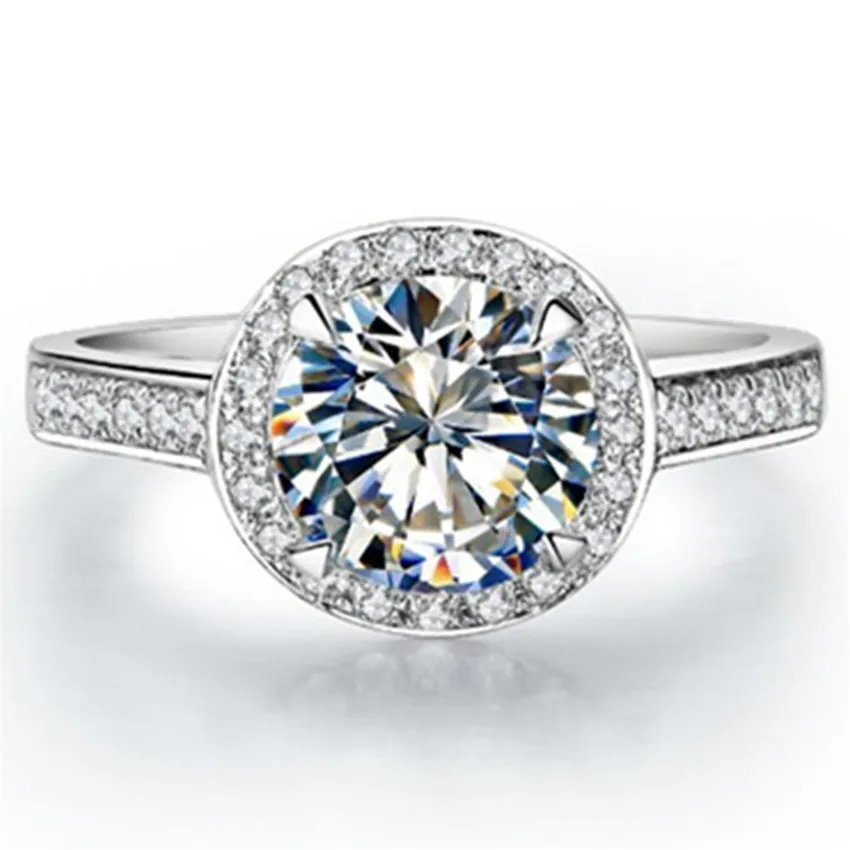 1,5 карат, круглая огранка, Стерлинговое серебро 925, имитированный алмаз, кольца для женщин, свадебные обещания, ювелирные изделия, подарок для леди