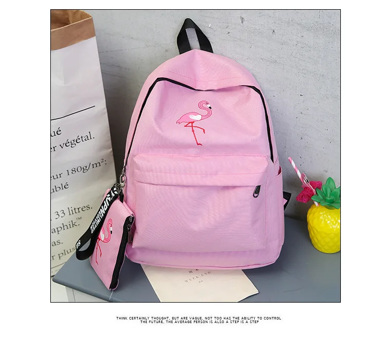 Холщовый Рюкзак для девочек/женщин, школьные сумки для девочек-подростков, школьный рюкзак с изображением фламинго, Mochila Mujer, розовый/черный рюкзак для студентов