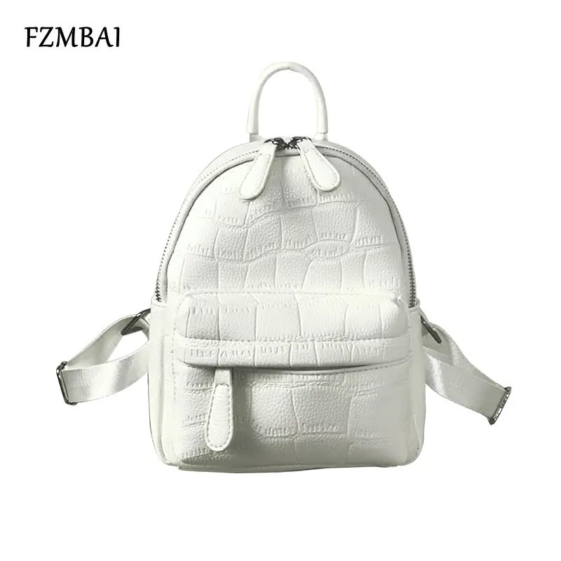 

FZMBAI Fashion All-match Embossed Backpack Chic Design PU Mini Double Shoulder Bags