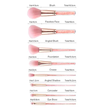 Zoreya Brand 8Pcs Pink Crystal Makeup Brush Set Eye Shadow Flawless Concealer Crease Eyebrow Foundation Brushes Face Brush Tools 4