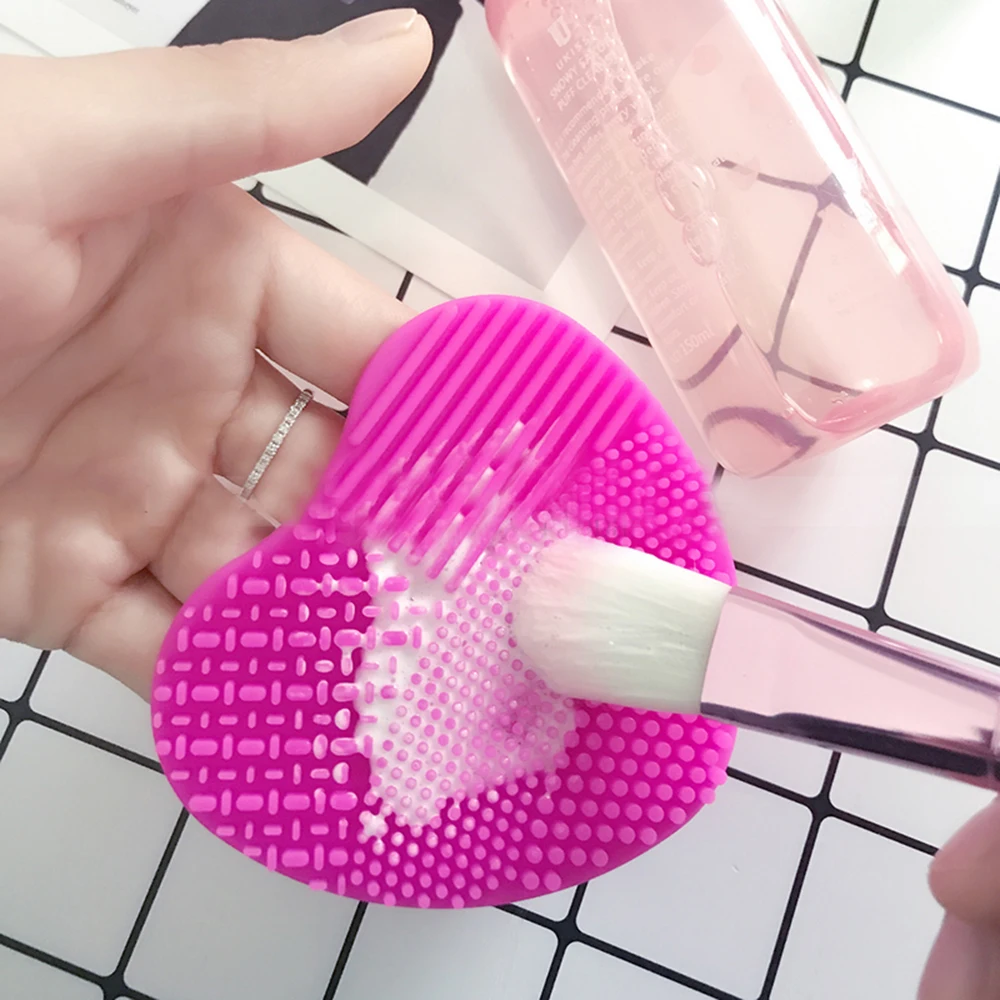 

1Pc Rose Red Heart Shape Washing Pad Brush Scrubber Silica Gel Cleaning Board Mat Makeup Brushes Light Wash Cosmetic Remove Tool