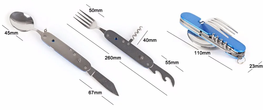 6 в 1 складной портативный из нержавеющей стали для кемпинга пикника Столовые приборы нож вилка ложка столовые приборы посуда дорожные наборы