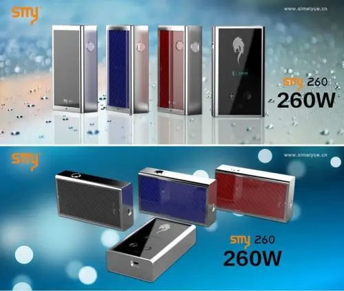 

100% Original SMY 260W Mod 260watt Variable Wattage Voltage SMY 260w Box Mod high power life is not dream free ship