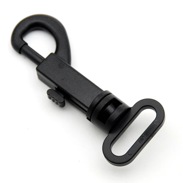 Wholesale Free shipping 25pcs black plastic spring carabiner for