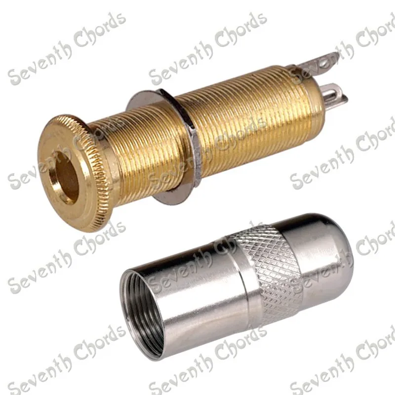Латунный золотой цилиндр для гитары 1/4 &quot 6 35 мм 1 шт.|for guitar|guitar socket6.35mm socket |