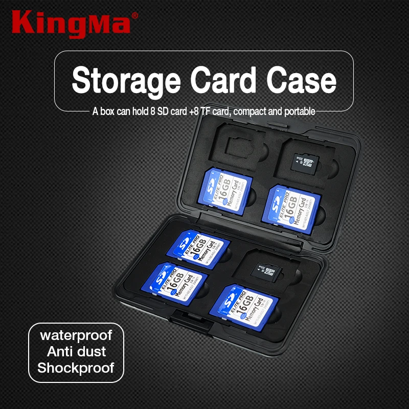 

KingMa Silver Portable Aluminum Case 16 Slots (8+8) For Micro SD And For SD Card Storage Holder Memory Card Case 10.3*7.4*1.7cm