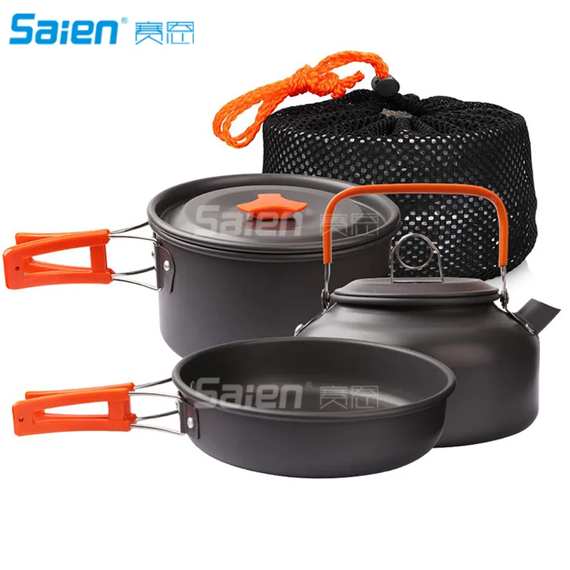 Nonstick Picnic Lightweight Pots Pans with Mesh Set Bag for Backpacking