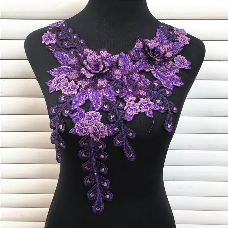 Сделай Сам 3D Венецианская кружевная ткань платье аппликация мотив Блузка Шитье отделка «сделай сам» на декольте Воротник украшение костюма аксессуары 10 цветов