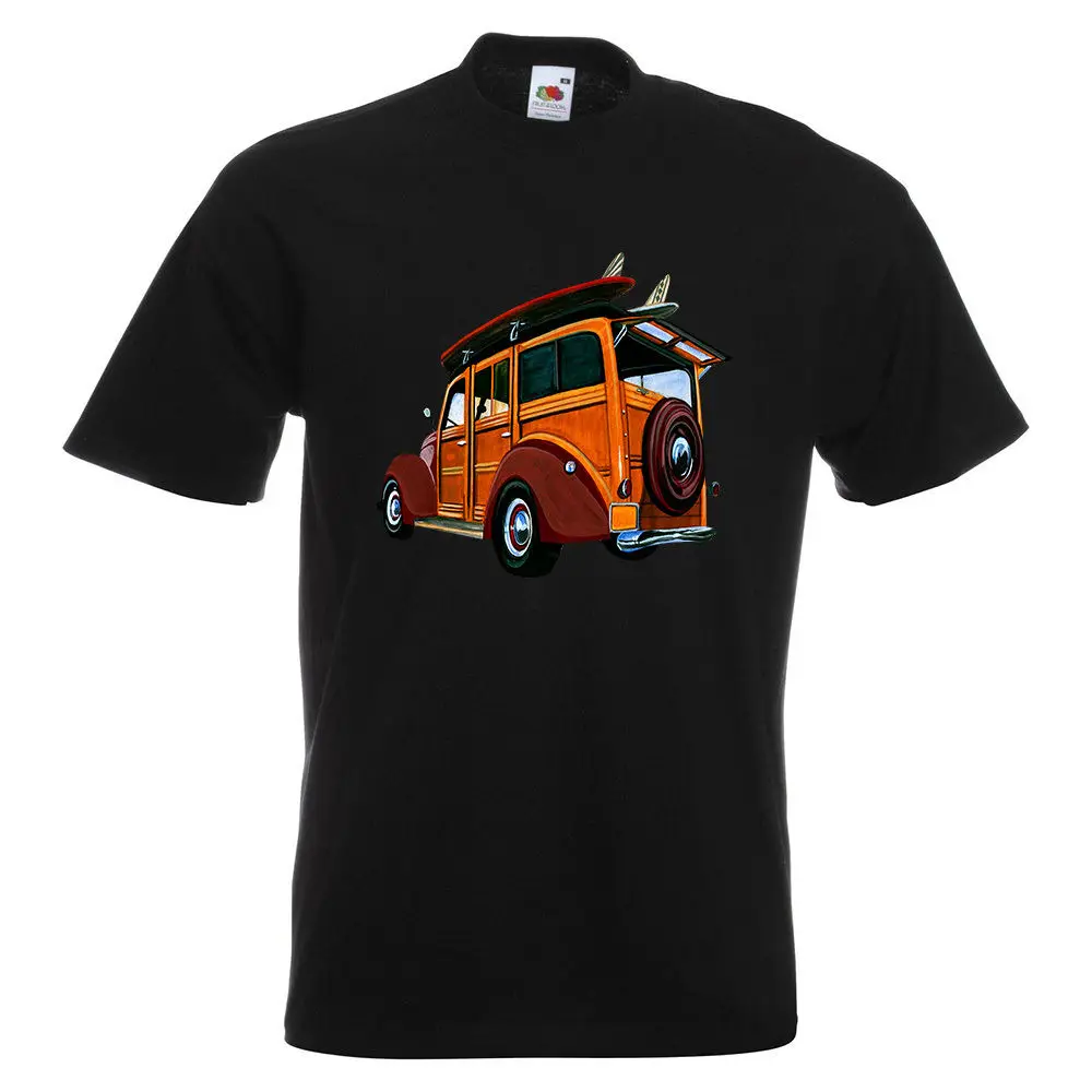 Мужская футболка с принтом Woody Surf Wagon Летняя Пляжная унисекс рисунком свободная |