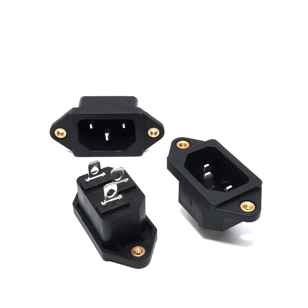 3pin IEC320 C6 screw mounting wiring ac inlet socket pcb terminal