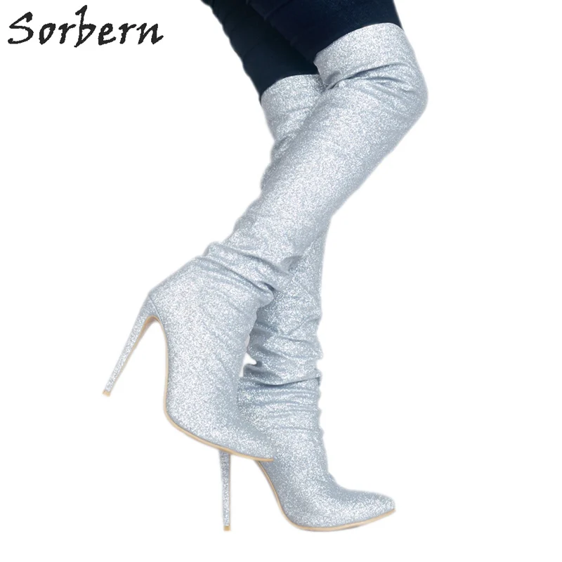 Sorbern Silver Glitter Over The Knee 