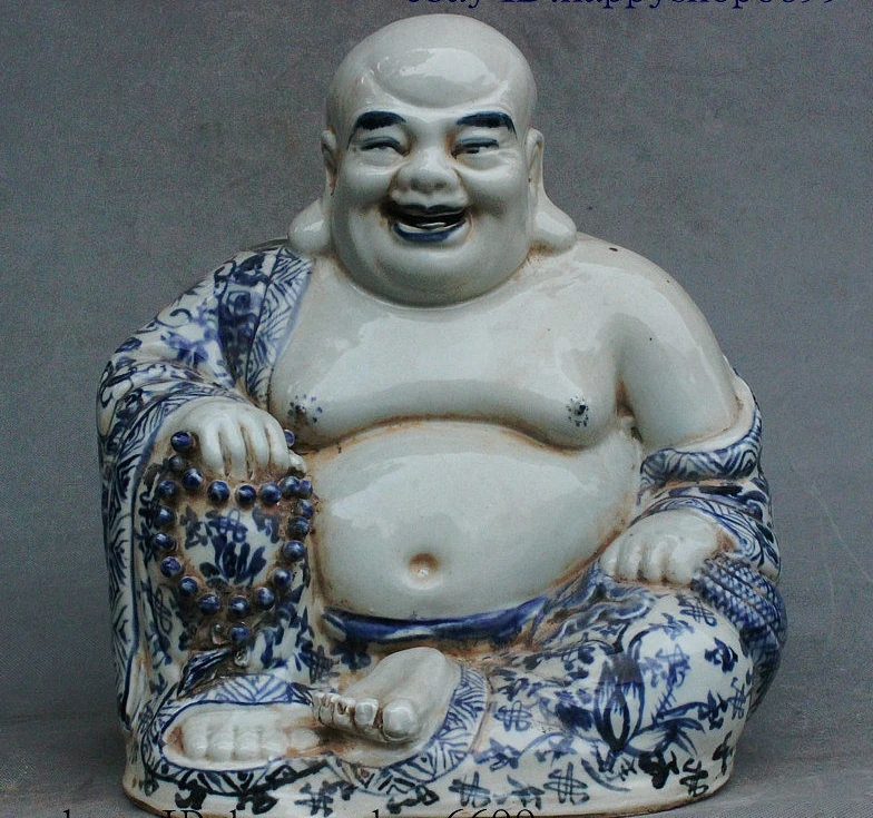 Старый китайский храм Qing Dyasnty фарфоровая статуя богатства милосердия Бог Майтрея