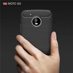 Для Motorola Moto G5 случае Роскошные углеродного волокна анти-капля ТПУ мягкий чехол для Motorola Moto G5 плюс задняя крышка G 5