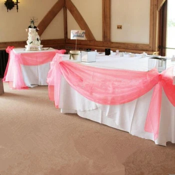 

New Fashion Organza Swag Christmas Party Decoration Coral 10M*1.35M Banquet chair sashes Wedding Table Swags Home Supplies