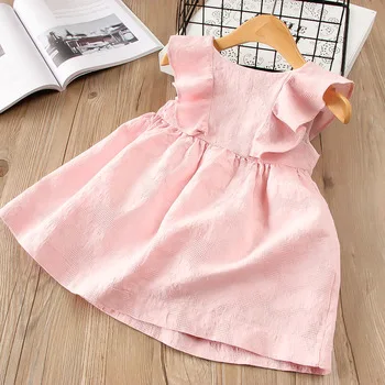 Hurave-2018-Baby-Girls-Clothes-Children-fly-Sleeve-crew-neck-ruffles-dresses-causal-solid-cotton-infant.jpg_350x350