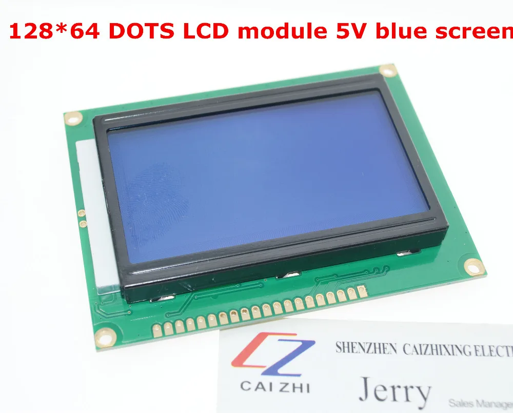 Free shipping 12864 128x64 Dots Graphic Blue Color Backlight LCD Display Module for arduino raspberry pi 128 64 dots lcd module 5v yellow and green screen 12864 lcd with backlight st7920 serial port and parallel port