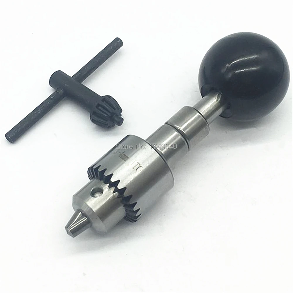 Ball Handle Swivel Head Mini Hand Twist Drill With Key Chuck Clamping