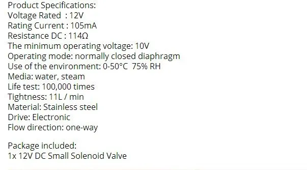 12V DC небольшой пластиковый Соленоидный клапан для газа воды воздуха N/C нормально закрытый