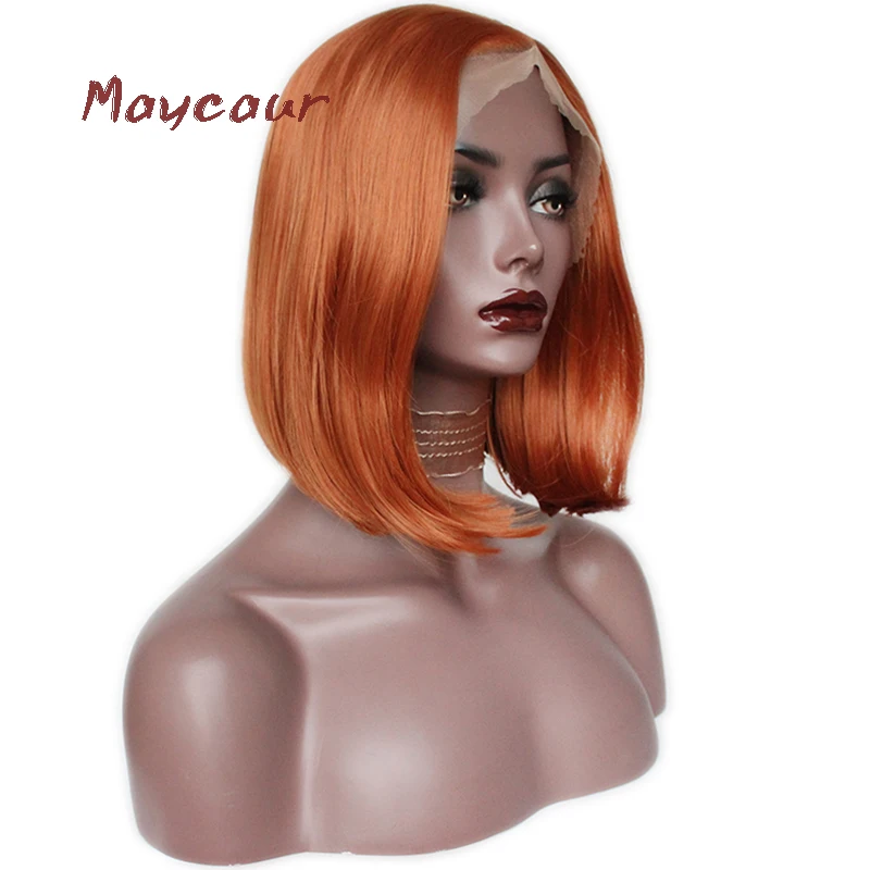 

Orange Short Straight Synthetic Lace Front Wig Heat Resistant Bob Hair Wigs For Women Cut Hair