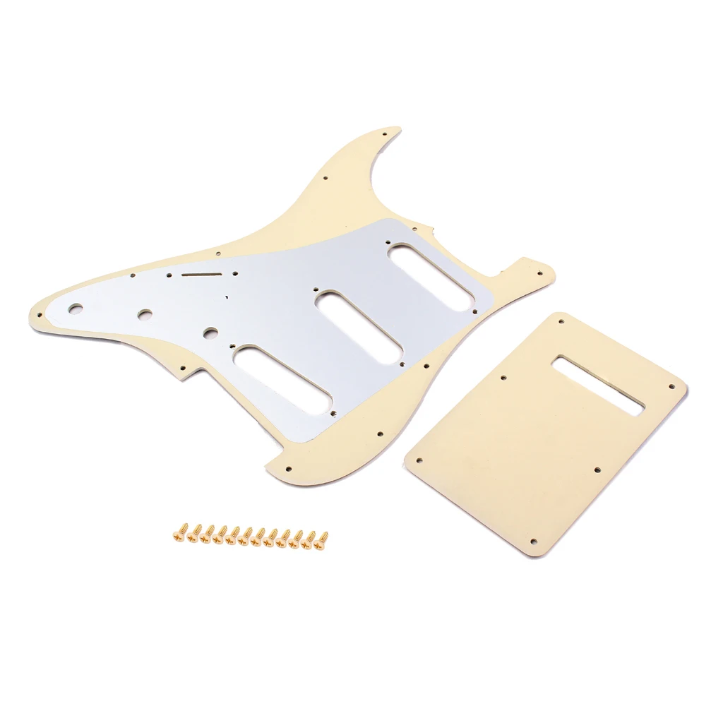 Tooyful Finest PVC Plastic SSS Pickguard Scratch Plate with Back Plate Mount Screws Set for Electric Guitar Parts
