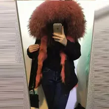 Новая Толстая куртка-парка с воротником из меха енота и волка, светло-голубая куртка с натуральным мехом волка